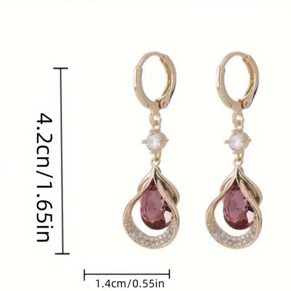 Droplet Shape Dangle Earrings - Picture 2 of 2